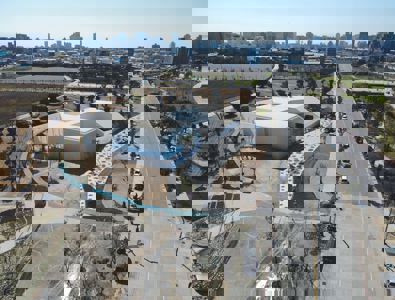 Le Climatorium, musée et centre d’information sur le réchauffement climatique au centre de Central Park, à Taichung, Taiwan.