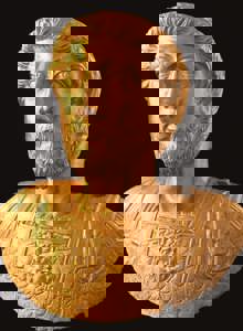 Buste en or de l'empereur Marc Aurèle.